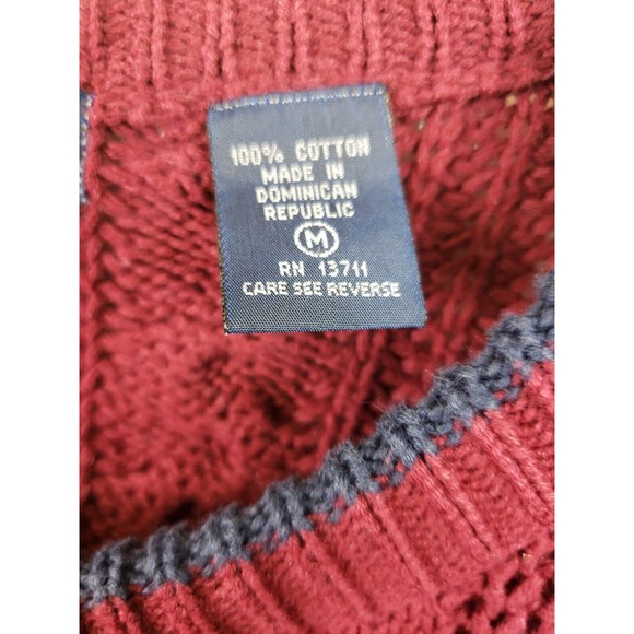 Men's Claybrooke Outdoors Patterned Crew Neck Sweater Size M Burgundy Cotton - Picture 2 of 7